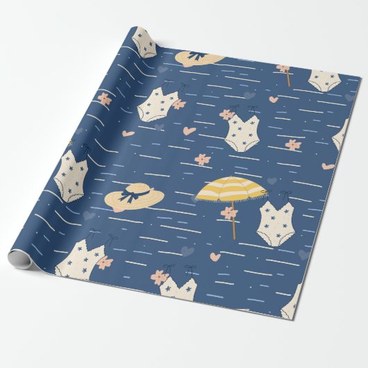 Zomerstrand Essentials Patroon (5) Cadeaupapier (Uitgerold)