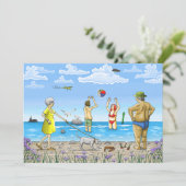 Zomerstrand Feestdagenkaart (Staand voorkant)