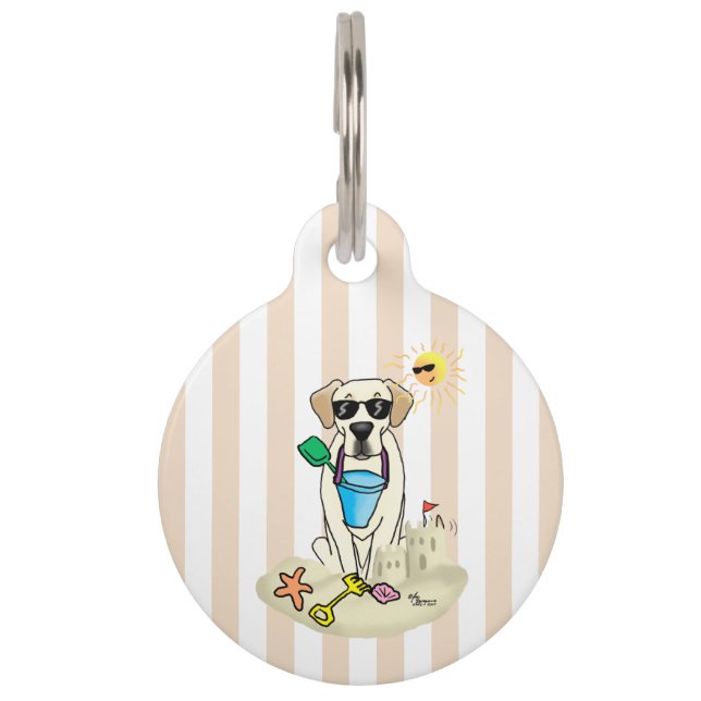 Zomerstrand Gele Lab Labrador Retriever Hond Huisdierpenning (Voorkant)