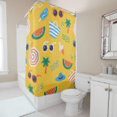 Zomerstrand: Kleurrijk Naadloos Patroon Douchegordijn (In situ)