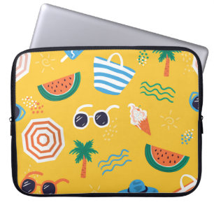 Zomerstrand: Kleurrijk Naadloos Patroon Laptop Sleeve