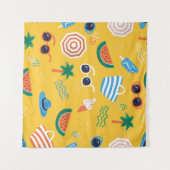 Zomerstrand: Kleurrijk Naadloos Patroon Wandkleed (Voorkant (horizontaal))