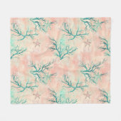 Zomerstrand Koraalpatroon Fleece Deken (Voorkant (Horizontaal))