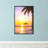 Zomerstrand met Zee Canvas Afdruk (Insitu (Houten vloer))