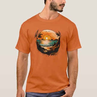 Zomerstrand met zee en vogelcadeau t-shirt