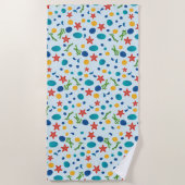 Zomerstrand met zeesterren, schelpen en steentjes strandlaken (Voorkant)