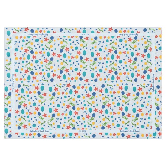 Zomerstrand met zeesterren, schelpen en steentjes tafelkleed (Voorkant (Horizontaal))