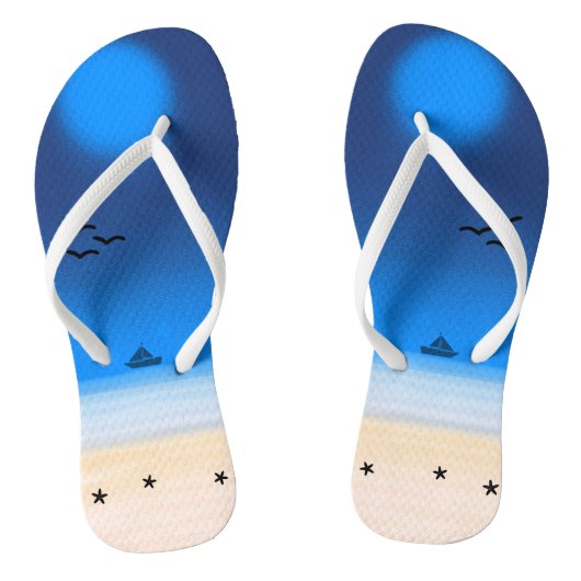 Zomerstrand middernachtblauw teenslippers (Voetbed)