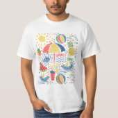 zomerstrand motief t-shirt (Voorkant)