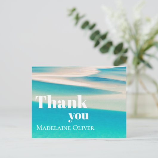 Zomerstrand Oceaan Scene Blauw Bedankt Briefkaart (Staand voorkant)