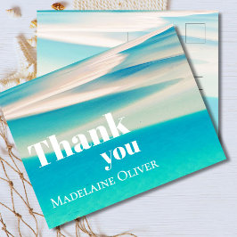 Zomerstrand Oceaan Scene Blauw Bedankt   Briefkaart