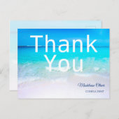 Zomerstrand Oceaan Scène Wit Blauw Dank Je    Briefkaart (Voorkant / Achterkant)