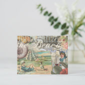 Zomerstrand  octopus antiek zeilen briefkaart (Staand voorkant)