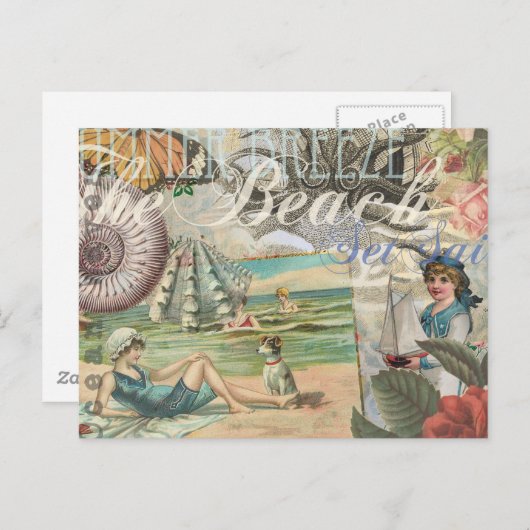 Zomerstrand octopus antiek zeilen briefkaart (Voorkant / Achterkant)