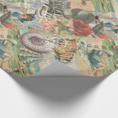 Zomerstrand  octopus antiek zeilen cadeaupapier (Hoek)