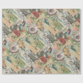 Zomerstrand  octopus antiek zeilen cadeaupapier (Vlak)