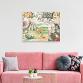 Zomerstrand  octopus antiek zeilen canvas afdruk (Insitu (Woonkamer))