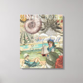Zomerstrand octopus antiek zeilen canvas afdruk (Voorkant)