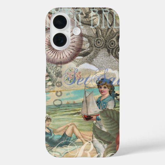Zomerstrand octopus antiek zeilen Case-Mate iPhone case (Achterkant)