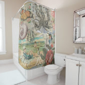 Zomerstrand  octopus antiek zeilen douchegordijn (In situ)