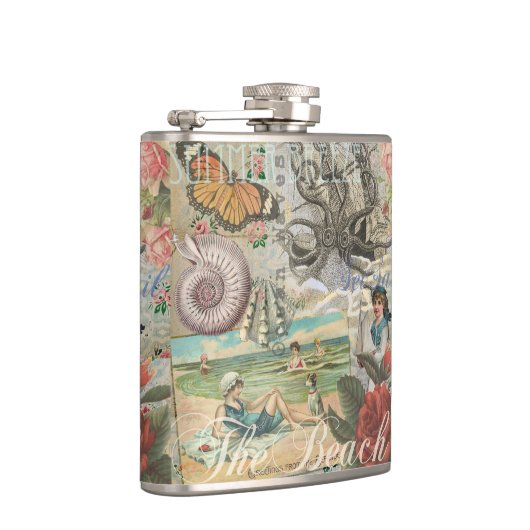 Zomerstrand  octopus antiek zeilen heupfles (Rechts)