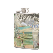 Zomerstrand  octopus antiek zeilen heupfles (Links)