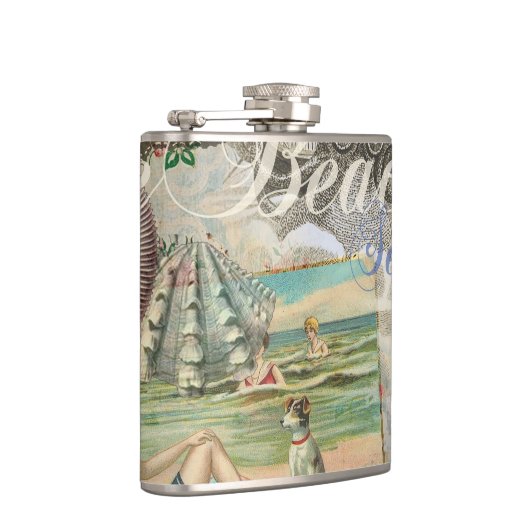 Zomerstrand  octopus antiek zeilen heupfles (Rechts)