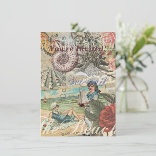 Zomerstrand  octopus antiek zeilen kaart (Staand voorkant)