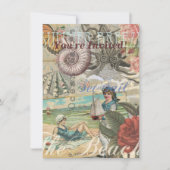 Zomerstrand  octopus antiek zeilen kaart (Voorkant)