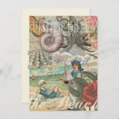 Zomerstrand  octopus antiek zeilen kaart (Voorkant / Achterkant)