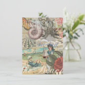 Zomerstrand  octopus antiek zeilen kaart (Staand voorkant)