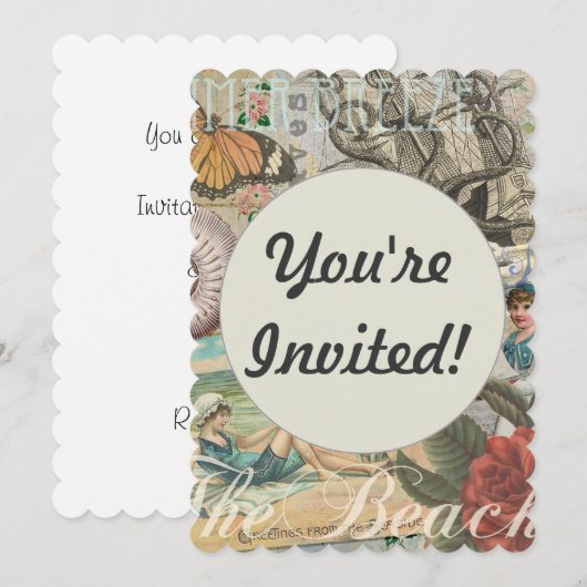 Zomerstrand  octopus antiek zeilen kaart (Voorkant / Achterkant)