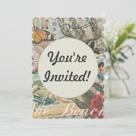 Zomerstrand  octopus antiek zeilen kaart (Staand voorkant)