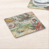 Zomerstrand octopus antiek zeilen kartonnen onderzetters (Schuin)