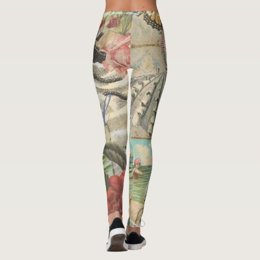 Zomerstrand  octopus antiek zeilen leggings (Achterkant)