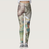 Zomerstrand  octopus antiek zeilen leggings (Voorkant)