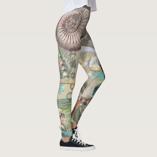 Zomerstrand  octopus antiek zeilen leggings (Rechts)