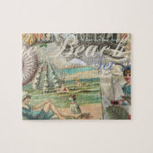 Zomerstrand octopus antiek zeilen legpuzzel (Horizontaal)