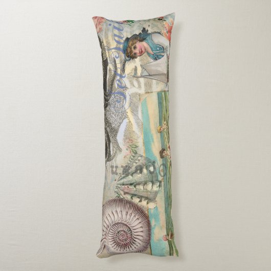 Zomerstrand  octopus antiek zeilen lichaamskussen (Achterkant (Verticaal))