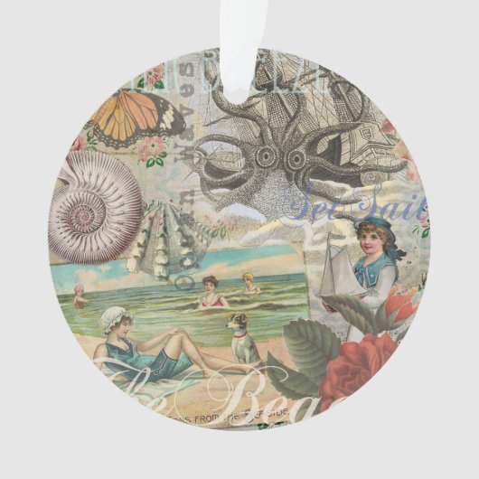 Zomerstrand  octopus antiek zeilen ornament (voorkant)