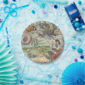 Zomerstrand  octopus antiek zeilen papieren bordje (Feest)