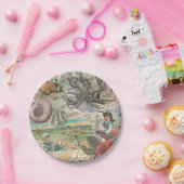 Zomerstrand  octopus antiek zeilen papieren bordje (Feest)