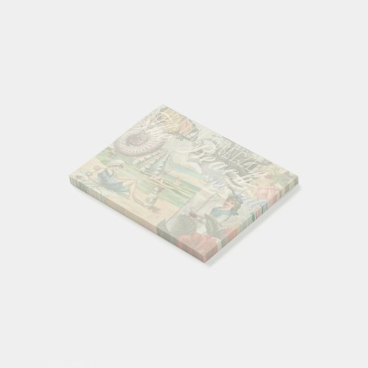 Zomerstrand  octopus antiek zeilen post-it® notes (Schuin)