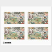 Zomerstrand octopus antiek zeilen rechthoekige sticker (Vel)