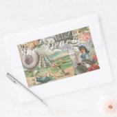 Zomerstrand octopus antiek zeilen rechthoekige sticker (Envelop)