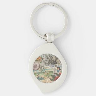 Zomerstrand  octopus antiek zeilen sleutelhanger