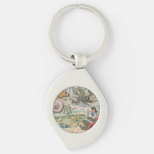 Zomerstrand  octopus antiek zeilen sleutelhanger (Voorkant)