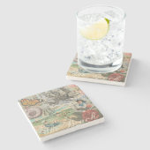 Zomerstrand octopus antiek zeilen stenen onderzetter (Zijkant)