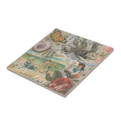 Zomerstrand  octopus antiek zeilen tegeltje (Zijkant)