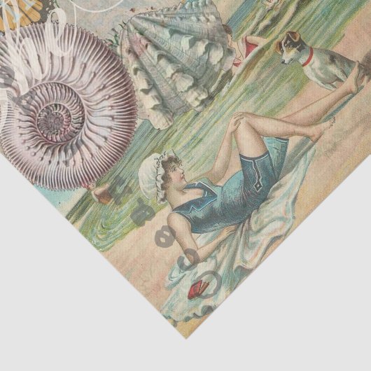 Zomerstrand  octopus antiek zeilen tissuepapier (Detail)